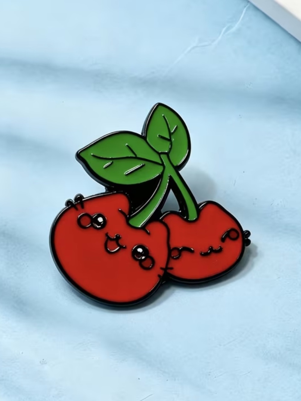 Kawaii Cherry Enamel Pin - Red & Green